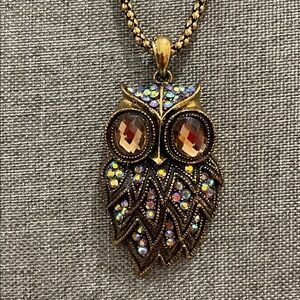 Owl Rhinestone Costume Jewelry Necklace